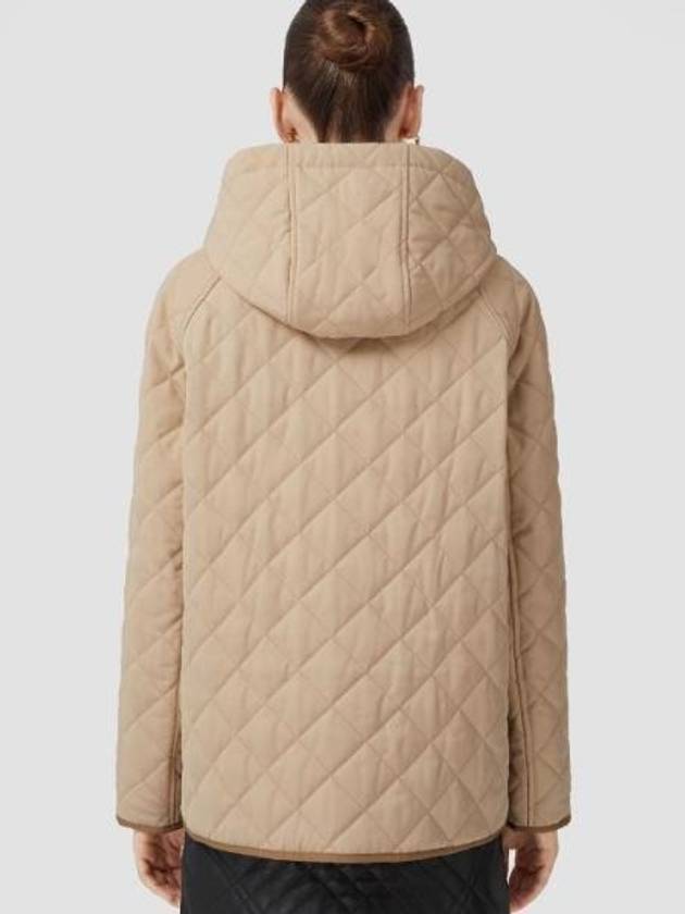 Logo Detail Diamond Quilted Hooded Jacket Soft Fawn - BURBERRY - BALAAN 5