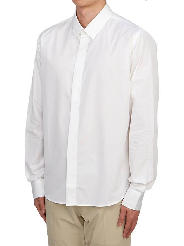 Tonal Logo Classic Long Sleeve Shirt White - AMI - BALAAN 3