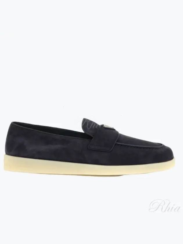 Triangle Logo Suede Loafers Navy - PRADA - BALAAN 2