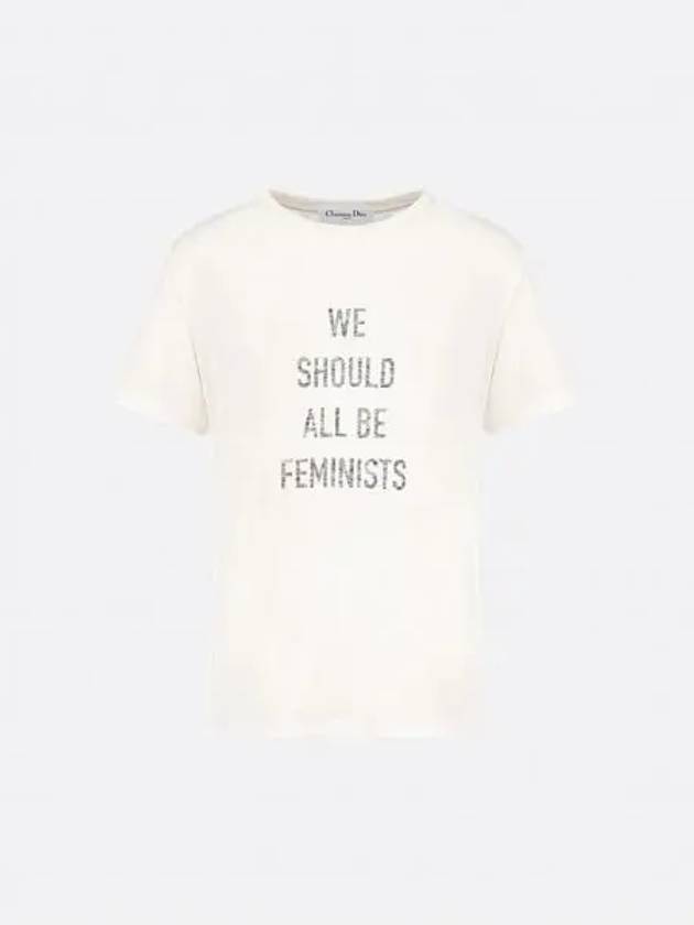 Women We All Shud Be Feminist Logo Short Sleeve T-Shirt White - DIOR - BALAAN 2