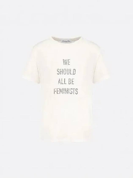 Women We All Shud Be Feminist Logo Short Sleeve T-Shirt White - DIOR - BALAAN 2