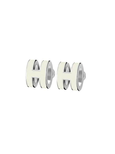 Mini Pop H Palladium Earrings Blanc - HERMES - BALAAN 1