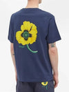 Flower Print Logo Short Sleeve T-Shirt Navy - KENZO - BALAAN 4