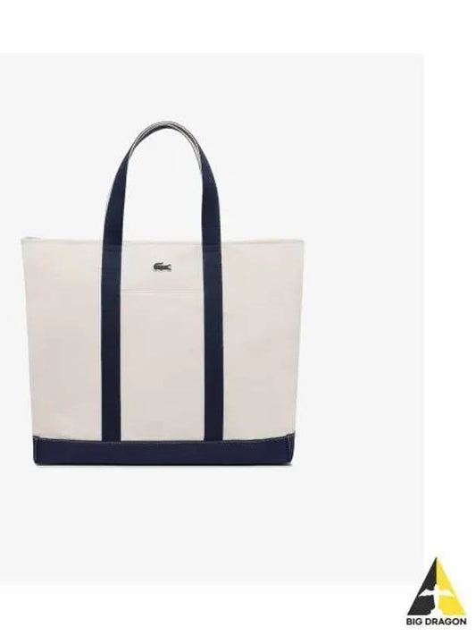 Summer pack tote bag natural navy - LACOSTE - BALAAN 1