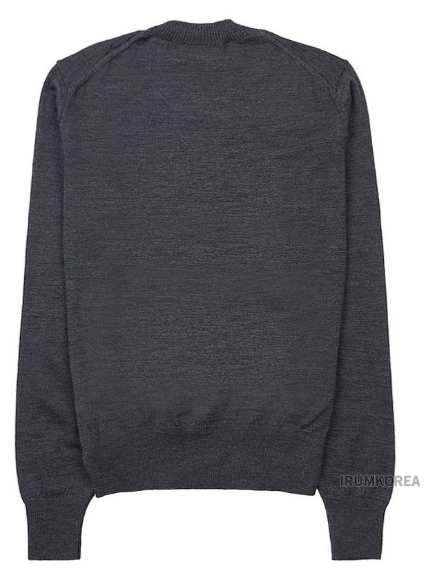 Heart Embroidered Logo Crew Neck Knit Top Heather Grey - AMI - BALAAN 3