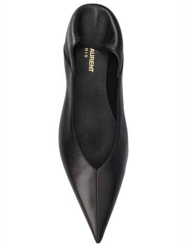 Point Toe Leather Flats Black - SAINT LAURENT - BALAAN 6