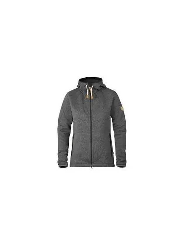 Women's Ovik Fleece Zip-Up Hoodie Dark Grey - FJALL RAVEN - BALAAN 2