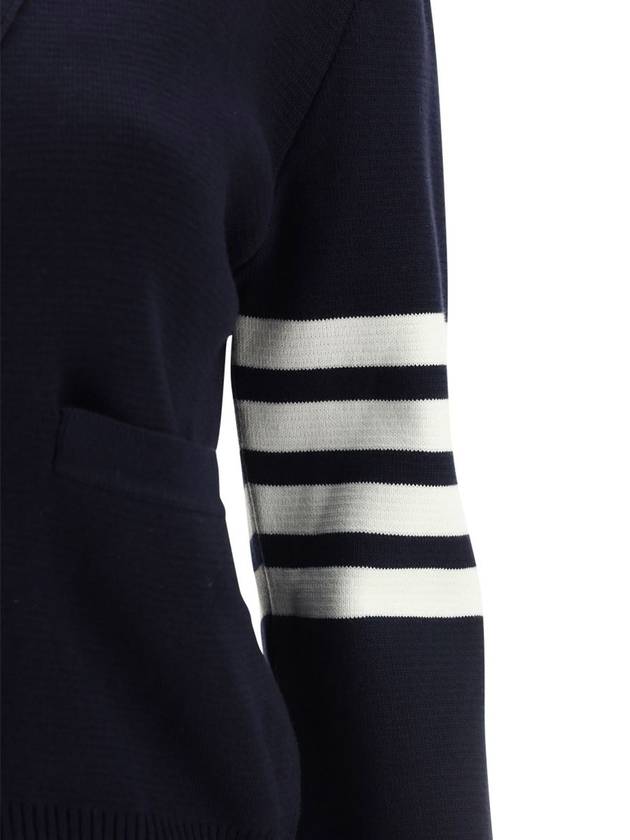 Cotton 4-Bar Milano Classic V-Neck Cardigan Navy - THOM BROWNE - BALAAN 4