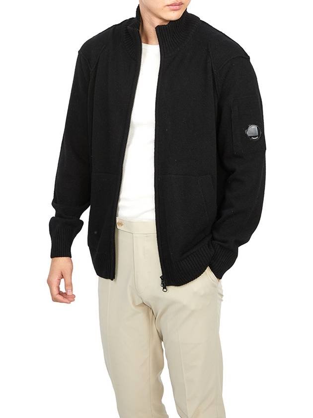 Lambswool GRS Zipped Cardigan Black - CP COMPANY - BALAAN 6