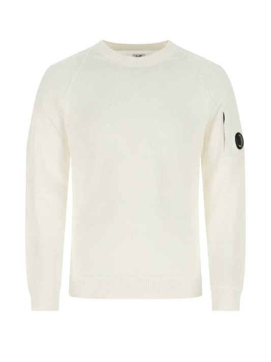 Men's Lens Wappen Long Sleeve Knit Top White - CP COMPANY - BALAAN.