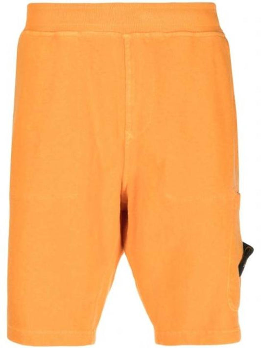 Men's OLD Treatment Logo Patch Cargo Bermuda Shorts Orange - STONE ISLAND - BALAAN 1