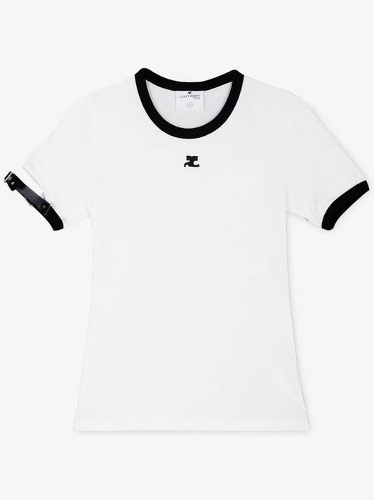 Logo Buckle Short Sleeve T-shirt White - COURREGES - BALAAN 2