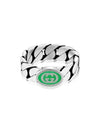 Interlocking G Enamel Ring Silver - GUCCI - BALAAN 3