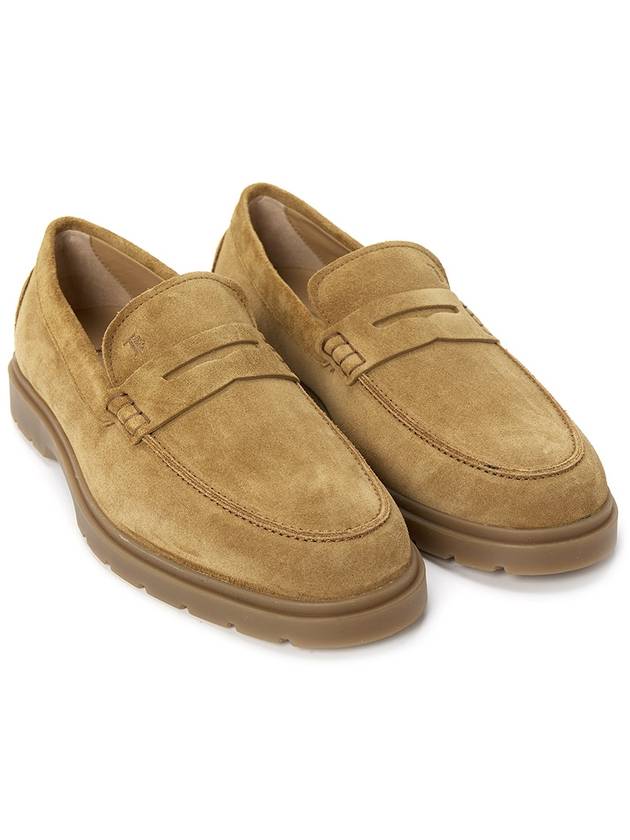 Pebble Tab Moccasin Suede Penny Loafers Brown - TOD'S - BALAAN 4