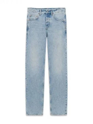 Logo patch straight denim pants - SAINT LAURENT - BALAAN 1