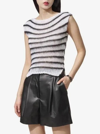 Striped Sleeveless Knit Top White - MARNI - BALAAN 2