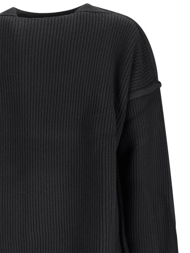 Oversized Fit Rib Knit Top Black - JIL SANDER - BALAAN 4