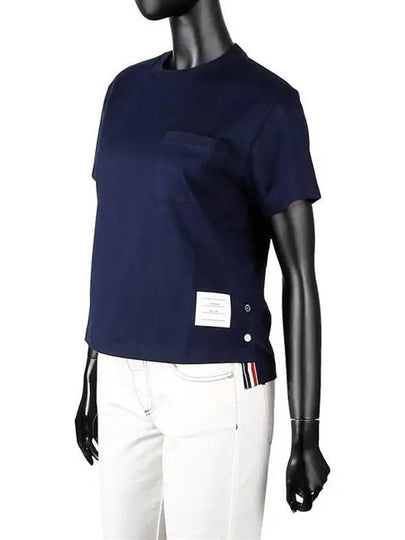 Midweight Jersey Boxy Pocket Short Sleeve T-Shirt Navy - THOM BROWNE - BALAAN 2