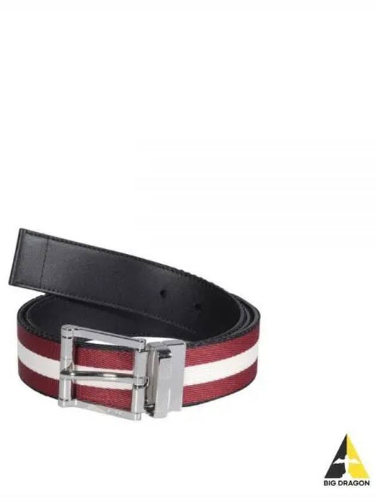 Taylan Stripe Reversible Belt Black Red - BALLY - BALAAN 2