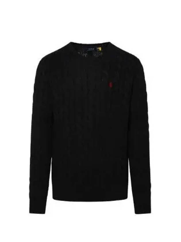 Embroidery Logo Cable Knit Top Black - POLO RALPH LAUREN - BALAAN 2