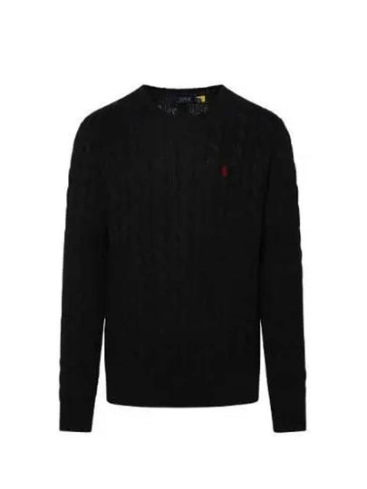 Embroidery Logo Cable Knit Top Black - POLO RALPH LAUREN - BALAAN 2