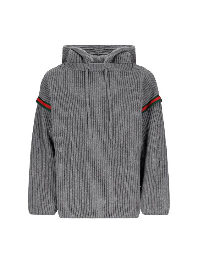 Wool Cashmere Hoodie Grey - GUCCI - BALAAN 2