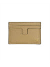 TF Logo Grain Leather Small Card Wallet Dark Beige - TOM FORD - BALAAN 1