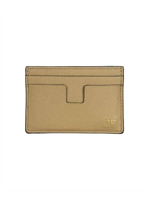 TF Logo Grain Leather Small Card Wallet Dark Beige - TOM FORD - BALAAN.