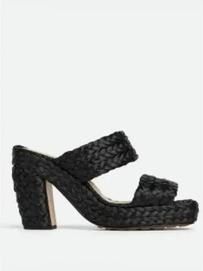 Trinity Weave Raffia Mule Heel Black - BOTTEGA VENETA - BALAAN 2