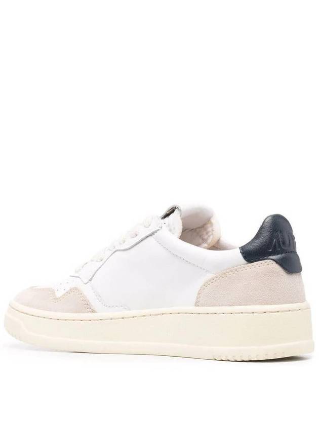 Women's Leather Suede Medalist Low Top Sneakers White Blue - AUTRY - BALAAN 4