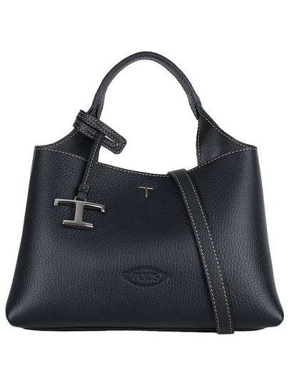 Logo Charm Leather Micro Tote Bag Black - TOD'S - BALAAN 2