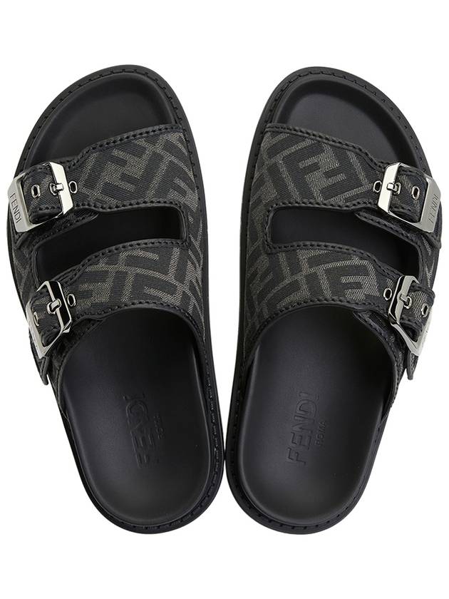 Men's Peel Jacquard Fabric Sandals Black - FENDI - BALAAN 3