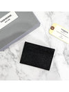 Stripe Note Compartment Pebble Grain Leather Card Wallet Black - THOM BROWNE - BALAAN 4