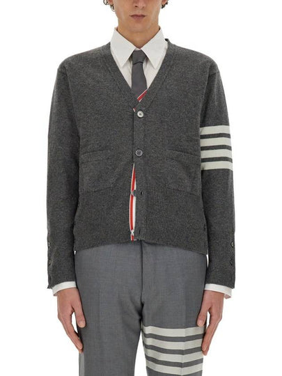 Men's Diagonal Classic Cashmere Cardigan Mid Grey - THOM BROWNE - BALAAN 2