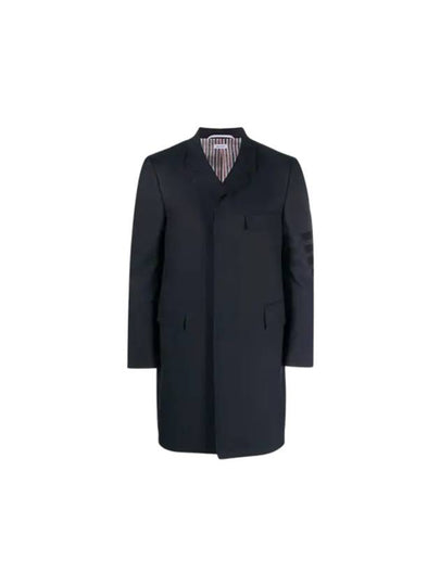 Men's Plain Weave 4 Bar Chesterfield Over Single Coat Dark Blue - THOM BROWNE - BALAAN 2