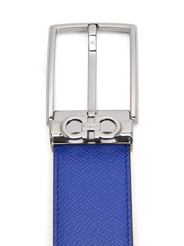 Gancini Reversible Adjustable Leather Belt Lapis Lazuli Black - SALVATORE FERRAGAMO - BALAAN 7