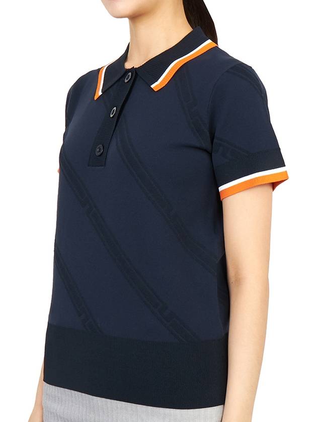 Women's Feline Golf Short Sleeve PK Shirt Navy - J.LINDEBERG - BALAAN 3