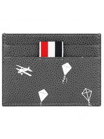 Sky Half Drop Card Wallet Dark Grey - THOM BROWNE - BALAAN 1