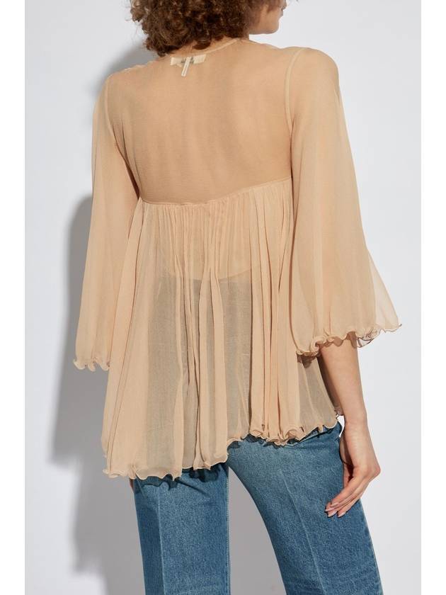 Chloé Silk Top With Draping, Women's, Pink - CHLOE - BALAAN 4