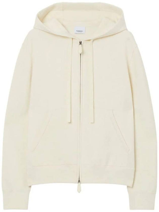 Drawstring Zip-Up Hoodie Ivory - BURBERRY - BALAAN 1