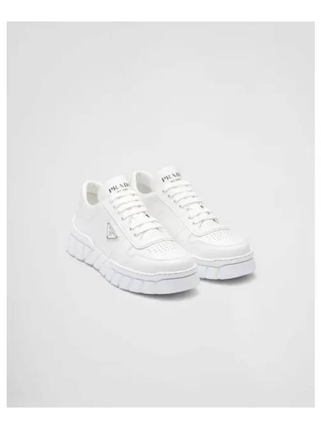 Triangle Logo Leather Low Top Sneakers White - PRADA - BALAAN 2