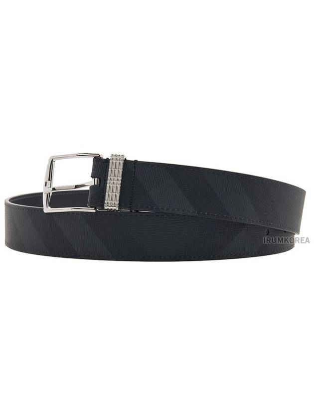 Checked Leather Belt Charcoal - BURBERRY - BALAAN 3