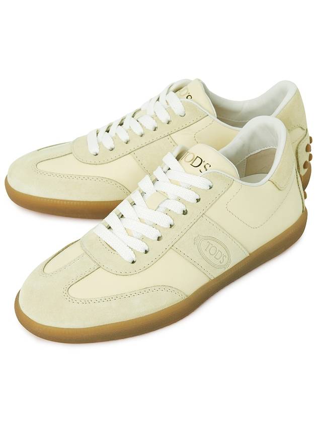 Women's Tabs Leather Low Top Sneakers Yellow - TOD'S - BALAAN 1