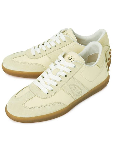 Women's Tabs Leather Low Top Sneakers Yellow - TOD'S - BALAAN 1