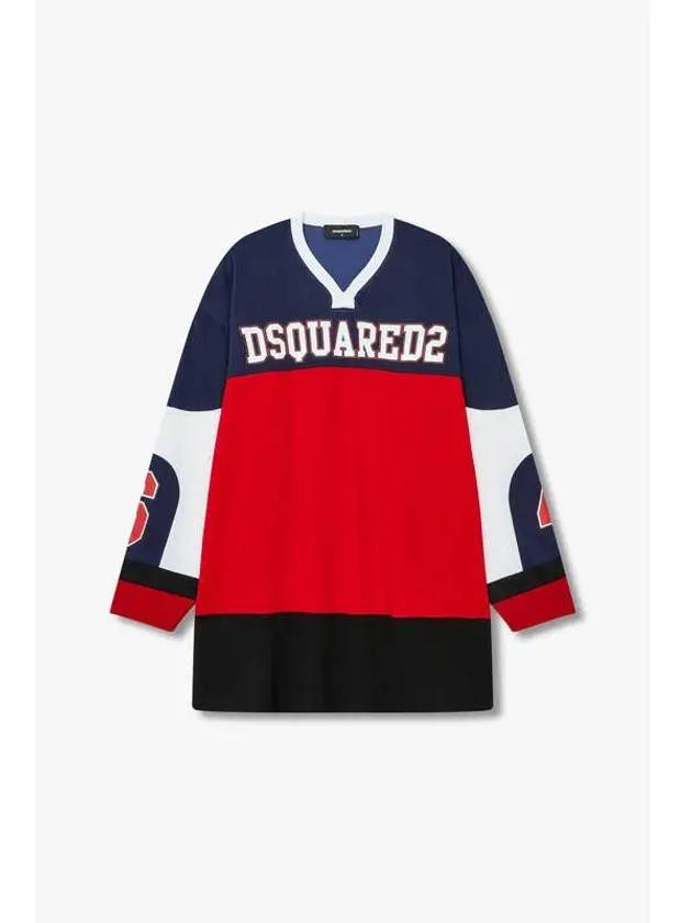 Women s Baseball Fit Block T Shirt Navy - DSQUARED2 - BALAAN 1