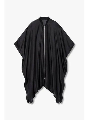 WOMEN Silk Zip Up Flight Poncho Black - RICK OWENS - BALAAN 1