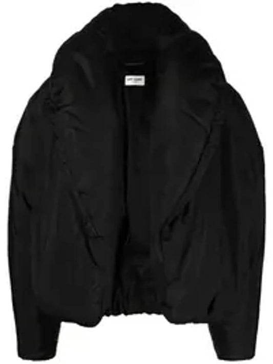 Cropped Puffer Silk Taffeta Jacket Black - SAINT LAURENT - BALAAN 1