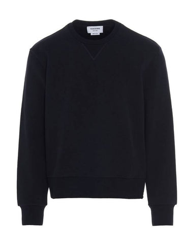 Loopback Tipped Side Crewneck Sweatshirt Navy - THOM BROWNE - BALAAN 1