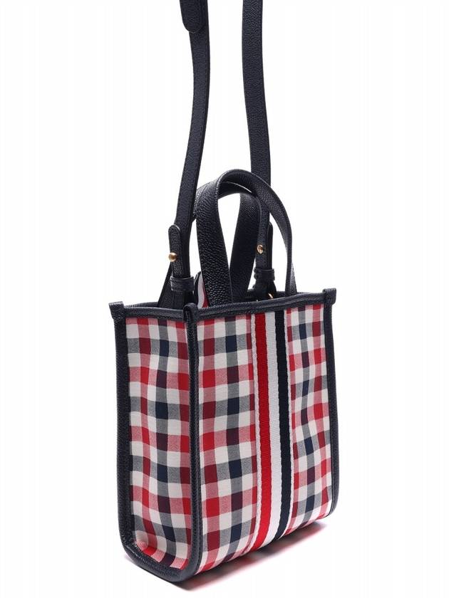 Webbing Striped Gingham Wool Seersucker Mini Tote Bag - THOM BROWNE - BALAAN 4