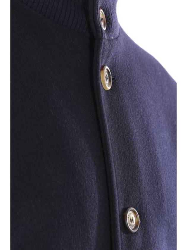 High Neck Wool Jacket Navy - BRUNELLO CUCINELLI - BALAAN 6